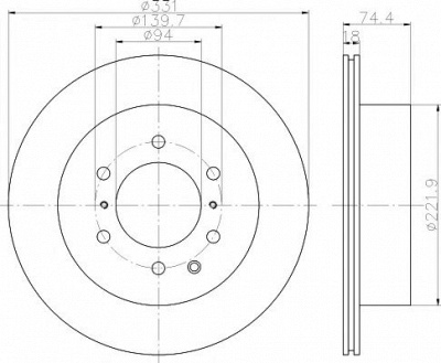 HELLA PAGID 8dd355119091 -  Диск тормозной вентилируемый